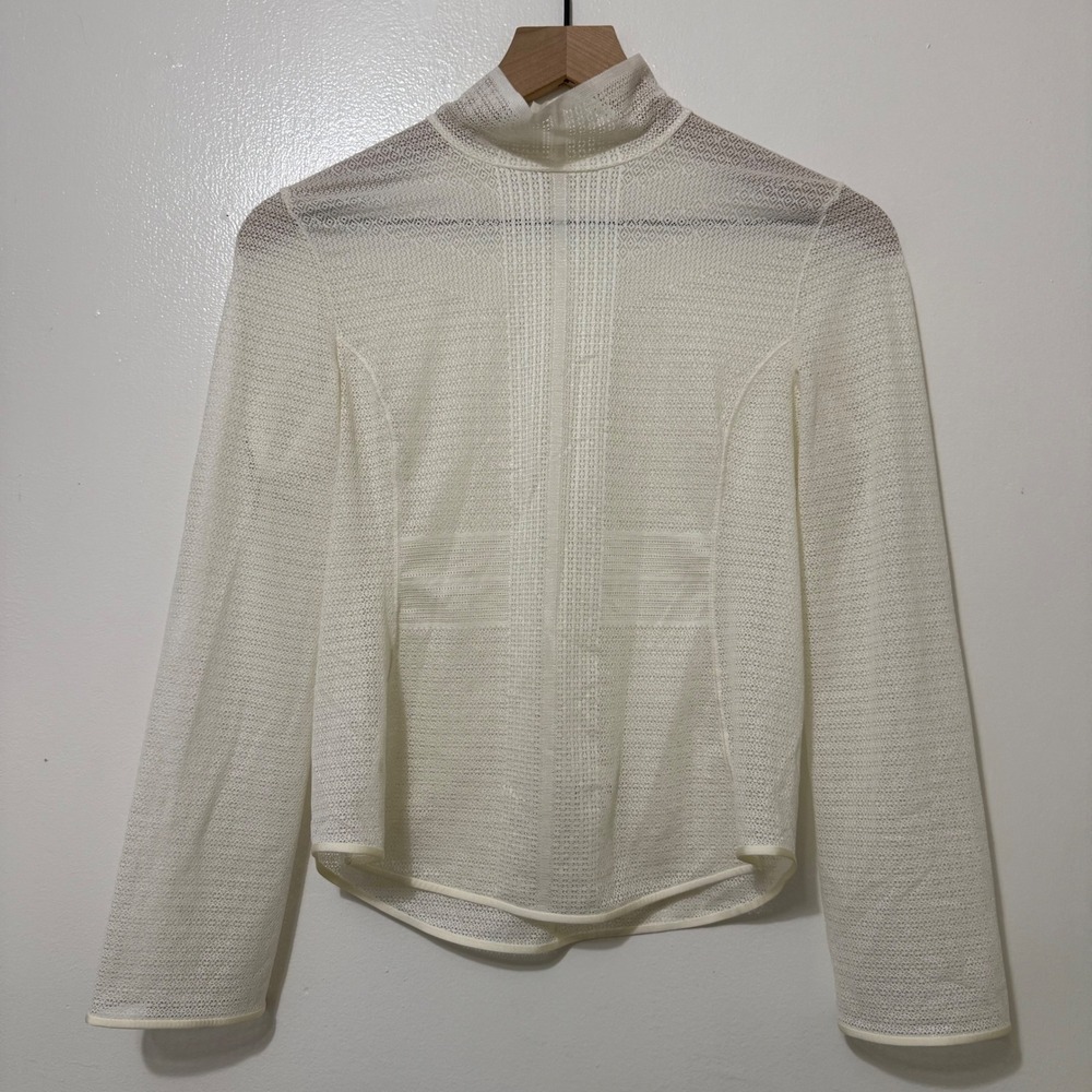 Mame Kurogouchi x UNIQLO Mesh High Neck Long Sleeve Japanese Top Off White S